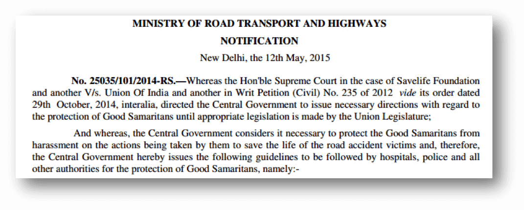 ministry of road transport and highways notification-india