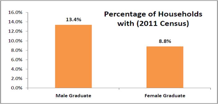 census data india graduates_top 10 states percentage households 1 graduate or above gender