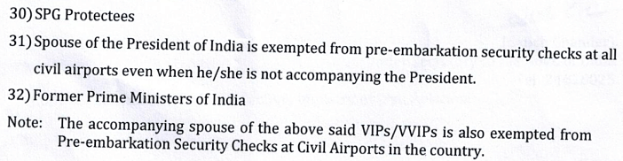 indian airport security check exemption list_list update note on accompanying spouse