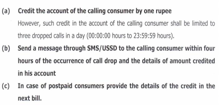trai telecom companies dropped calls compensation_compensation for dropped calls