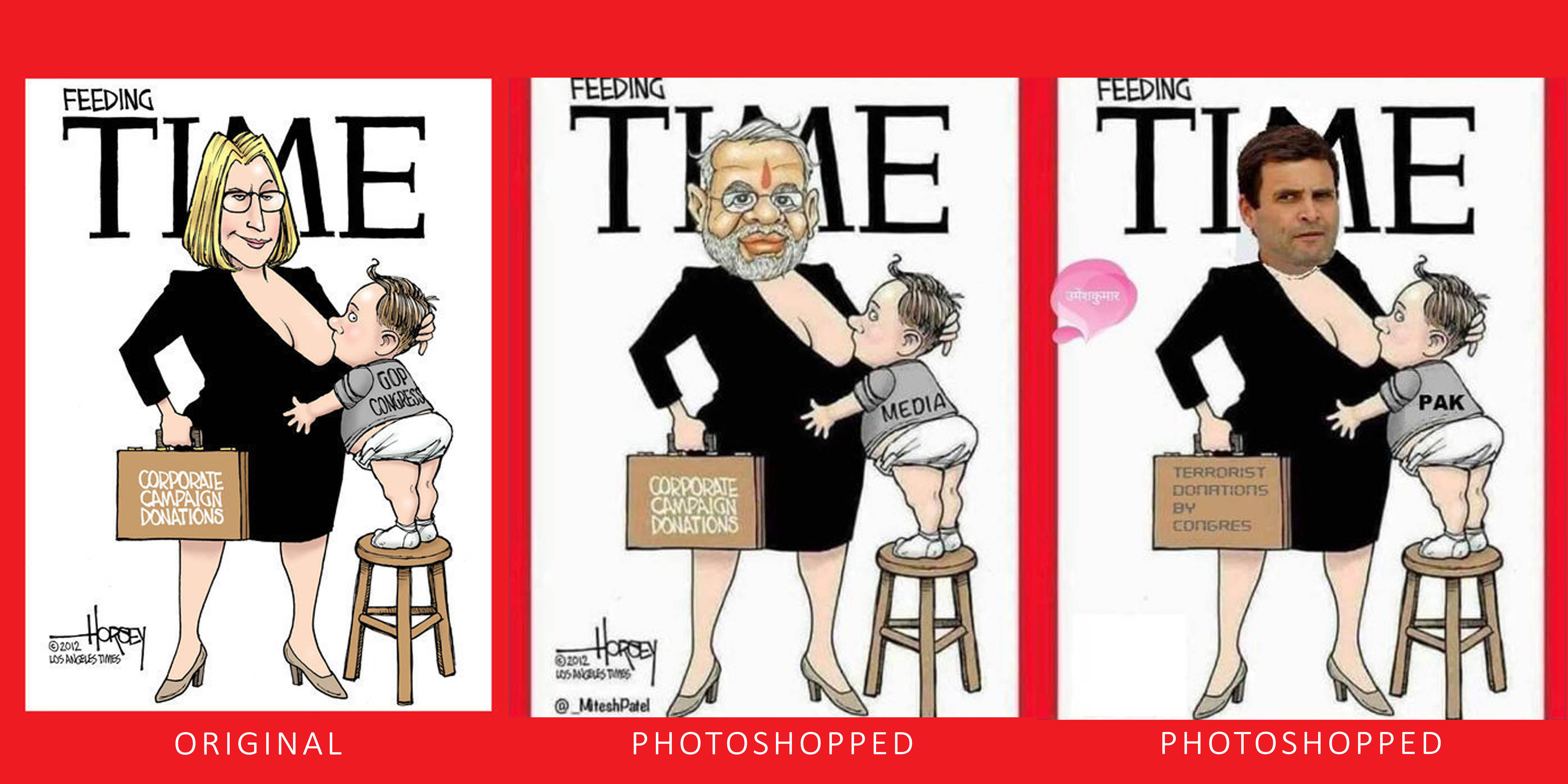 Feeding caricatures of Modi and Rahul on the TIME magazine cover are fake -  FACTLY