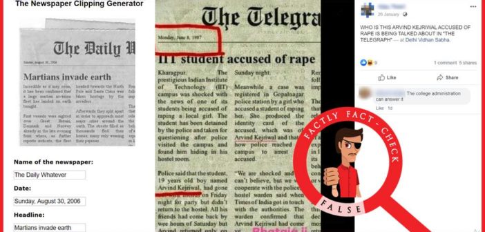 Fake news clip says ‘19-year-old IIT Kharagpur student Arvind Kejriwal accused of raping a girl’