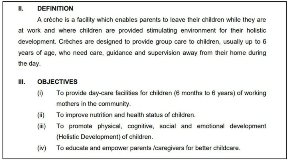 National Creche Scheme_Definition and Objectives
