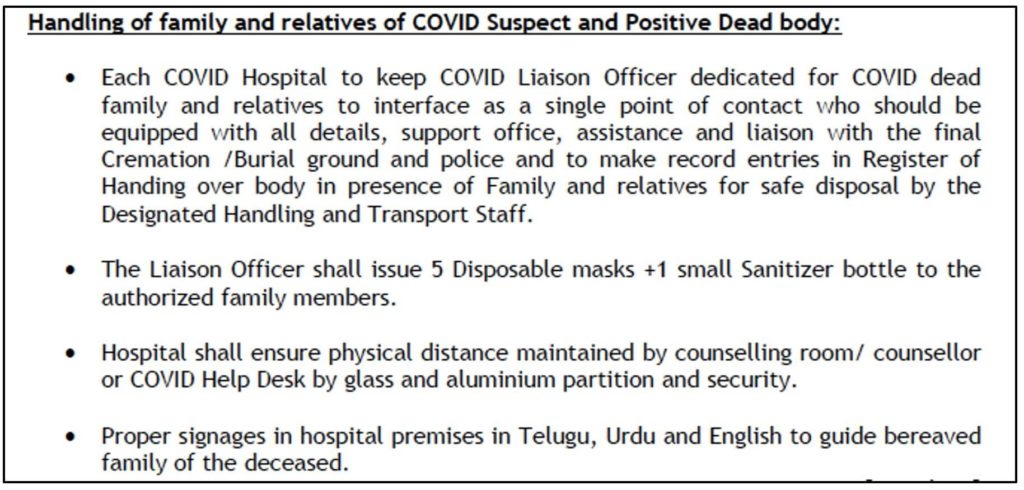 COVID-19 Dead Body Management _Telangana guidelines to handle family of deceased persona