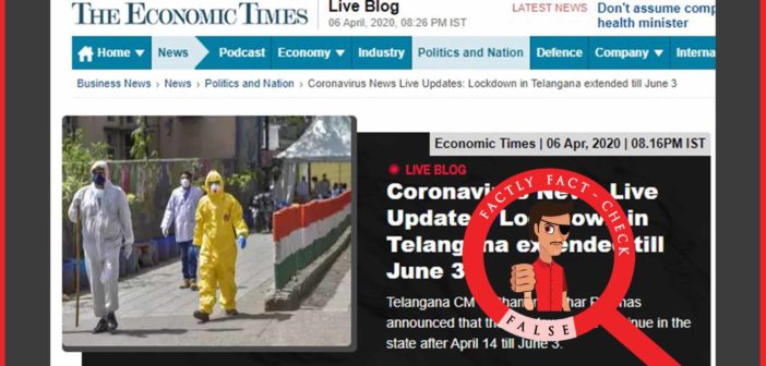 No, the lockdown has not been extended till 03 June 2020 in Telangana.