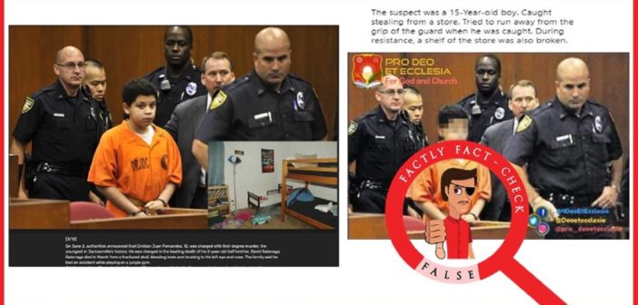 The boy in this photo was arrested for murder, not for stealing
