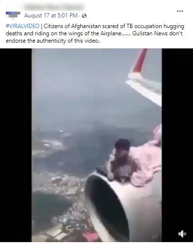 A digitally created video shared as visuals of Afghan citizens escaping by  hanging onto the wings of a flying Aircraft - FACTLY