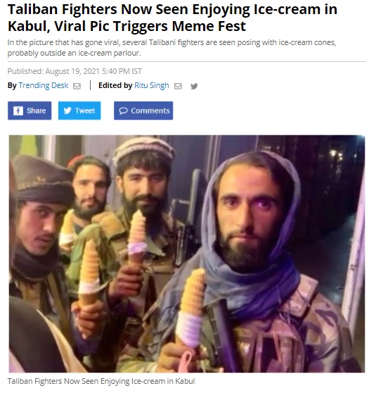 Old photo of an Afghan citizen falsely shared as recent visuals of a  Taliban fighter enjoying ice cream - FACTLY