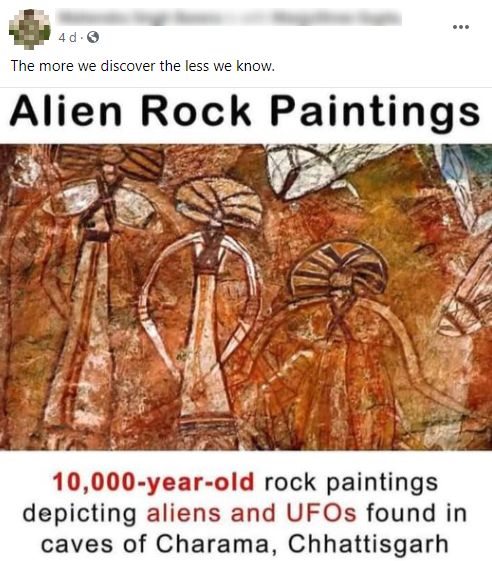 This photo shows an Aboriginal Rock Art painting found in Australia, not in  caves of Charama, Chhattisgarh - FACTLY