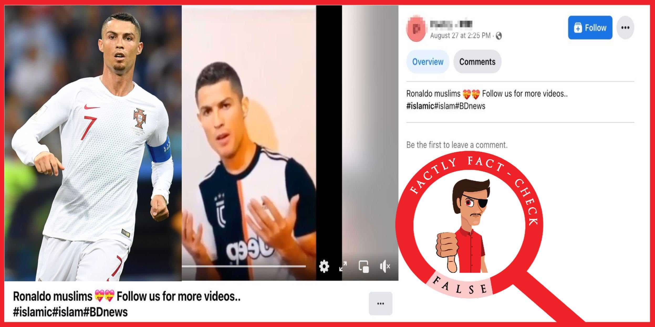 A Deep Fake video of Cristiano Ronaldo Singing in Arabic is shared as real,  claiming him to be a Muslim - FACTLY