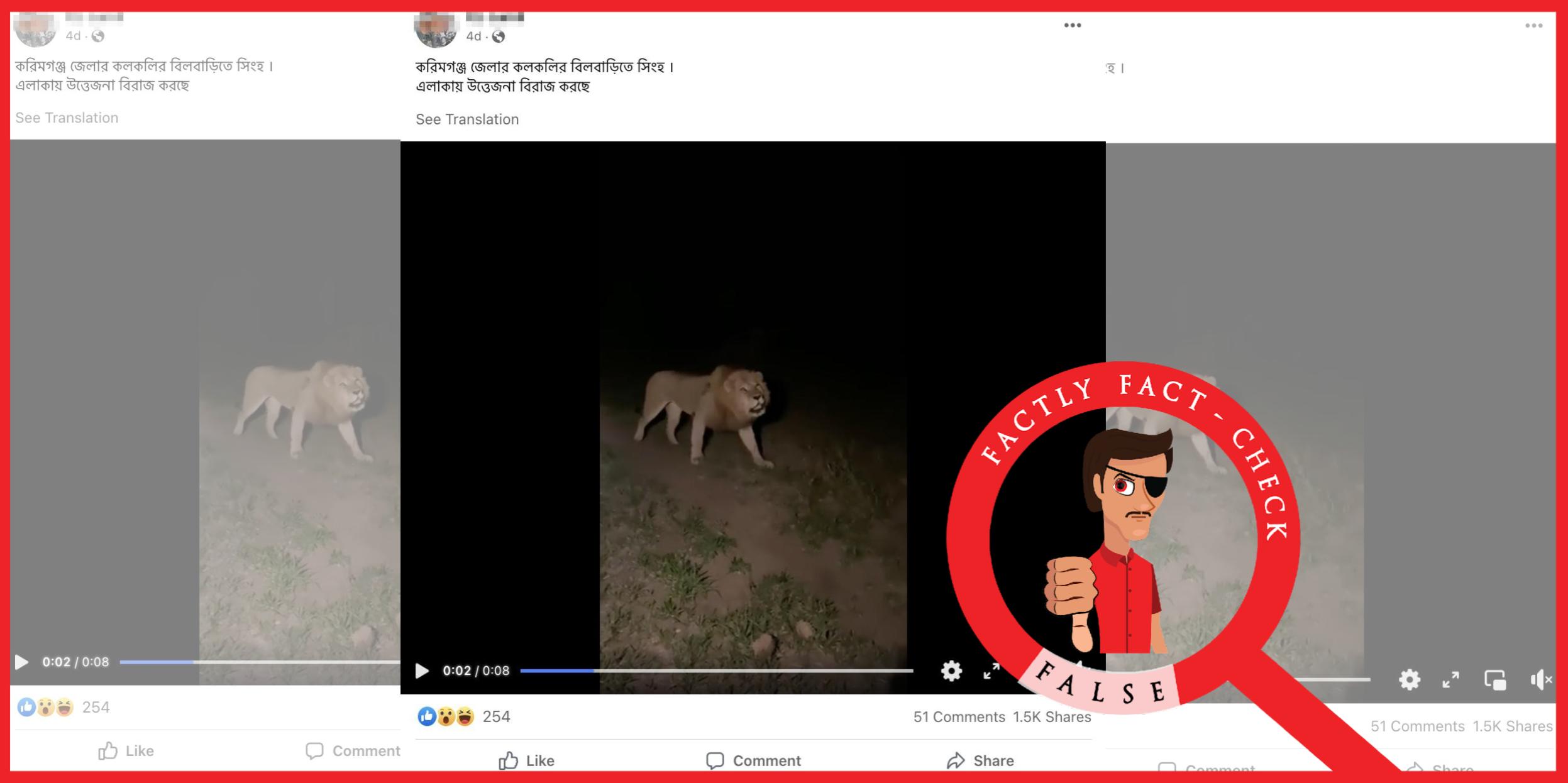 An old video of a lion roaming in the Sabi Sabi Reserve in South Africa is being shared as it was filmed in Assam

 | Media Pyro