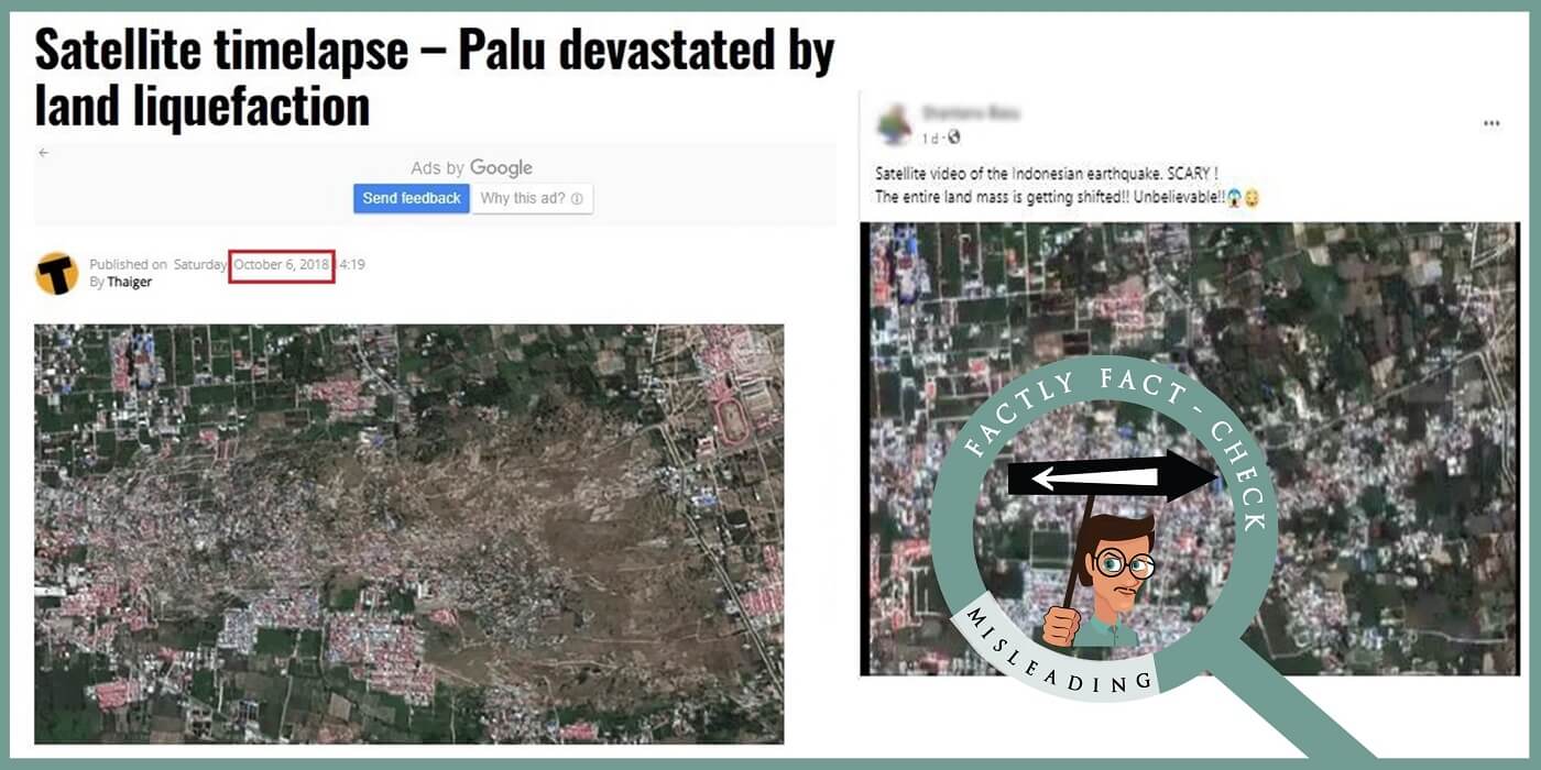 A time-lapse video of the 2018 earthquake has been shared as satellite imagery of the recent earthquake in Indonesia