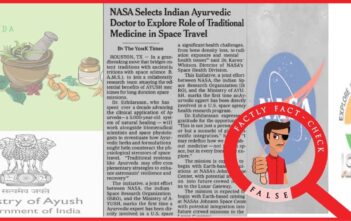 A fabricated news clipping is falsely shared, claiming that NASA has selected an Indian Ayurvedic doctor for space research