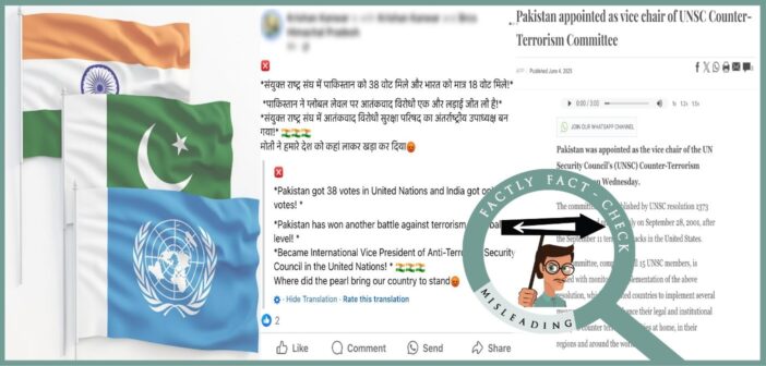 Pakistan was appointed Vice-Chair of the UNSC Counter-Terrorism Committee (CTC) for 2025 by consensus, not by defeating India