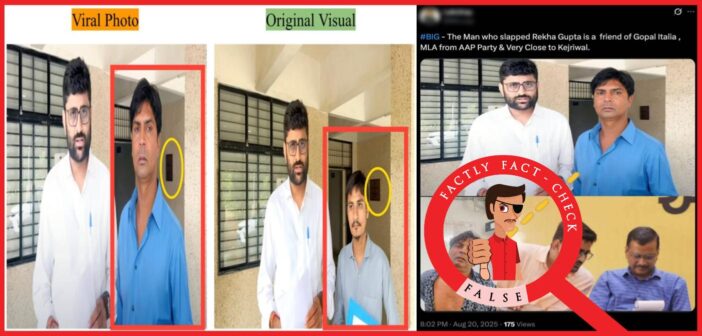 This viral photo of AAP MLA Gopal Italia with the man accused of attacking Delhi CM Rekha Gupta is digitally altered