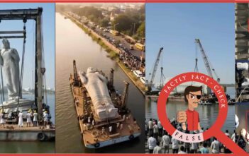 This video showing the installation of the Buddha statue at Hussain Sagar, Hyderabad, in 1992, is AI-generated