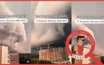 An old “shelf cloud” video from Ukraine is falsely shared as from Delhi NCR.