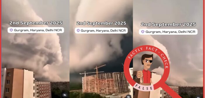 An old “shelf cloud” video from Ukraine is falsely shared as from Delhi NCR.