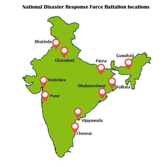 National Disaster Response Force Battalion locations