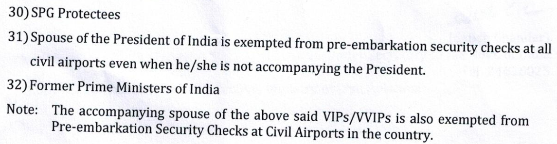 Indian Airport Security Check Exemption Listlist Update - Factly-4607